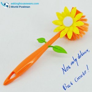 Escobilla Akbrand de cocina de color naranja con decoración de girasol