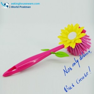 Cepillo de limpieza para platos de cocina de color rosado Akbrand con decoración de girasol